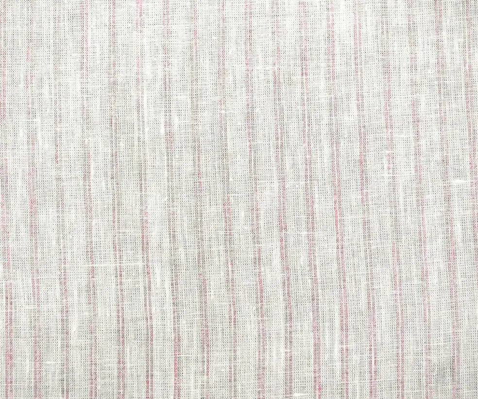 Light Pink-White Spence Bryson Stripe Irish Linen Slub Woven Fabric By the Yard