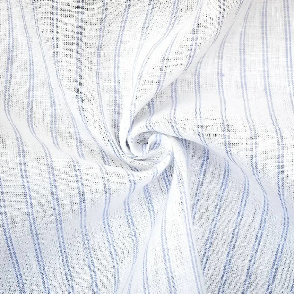 Light Purple-White Spence Bryson Striped Irish Linen Woven Fabric By the Yard