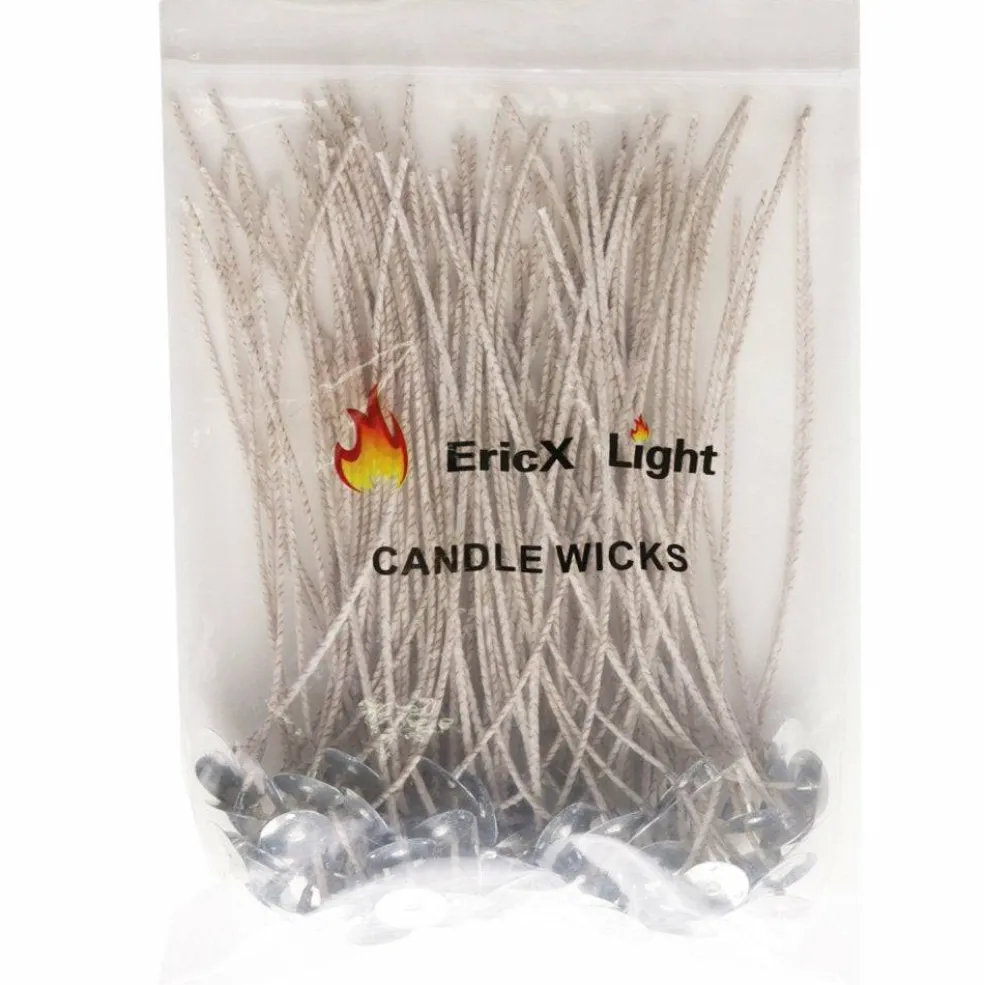 Light Soy Wax Candle Wicks,Cotton and Paper Interwoven core,8" 100 pcs