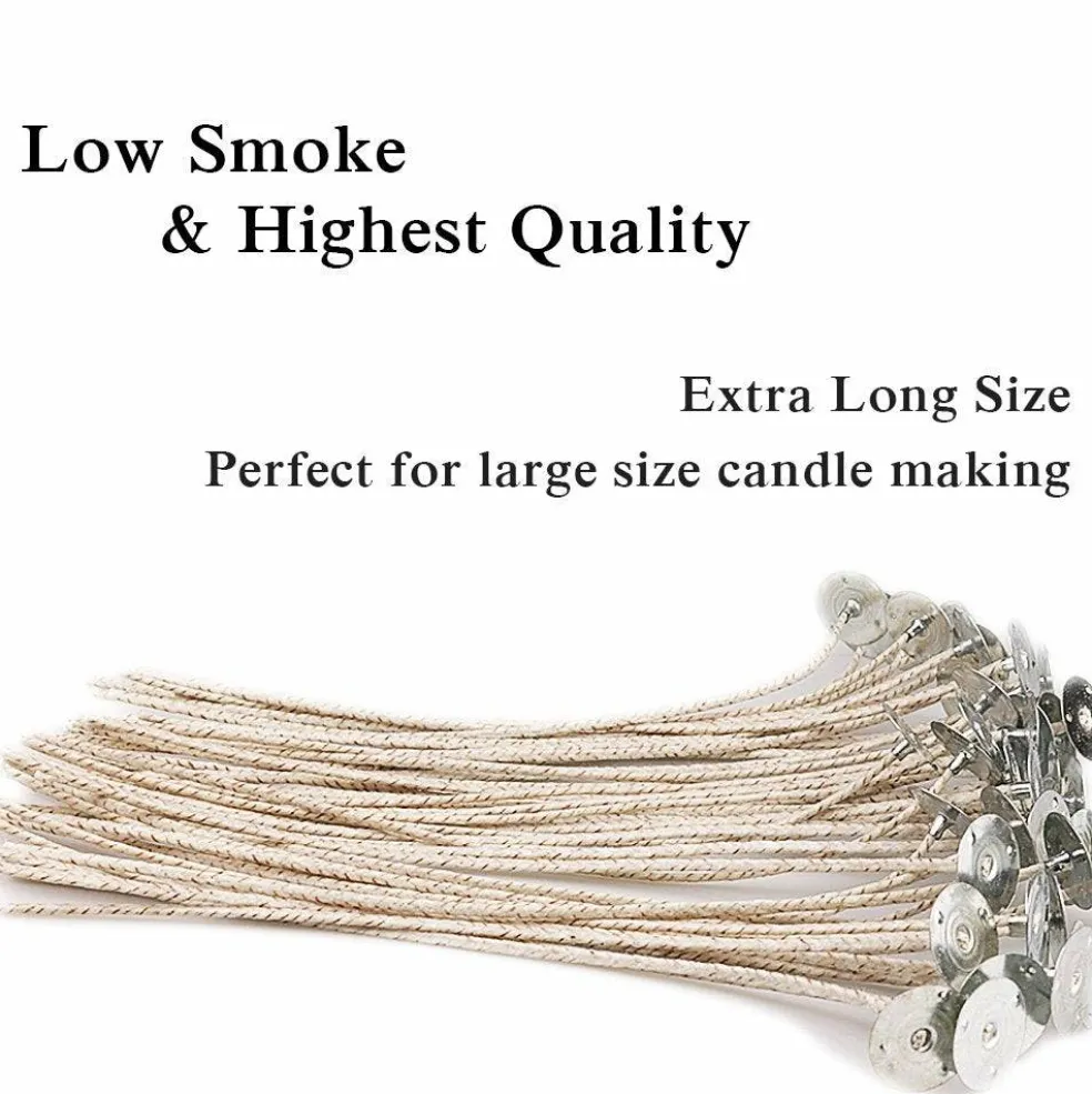 Light Soy Wax Candle Wicks,Cotton and Paper Interwoven core,8" 100 pcs