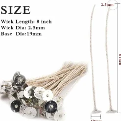Light Soy Wax Candle Wicks,Cotton and Paper Interwoven core,8