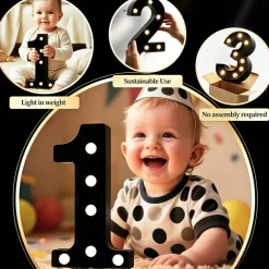 Light Up Black Alphabet Marquee Number Sign LED Marquee Number Lights Sign for Night Light Home Bar Christmas Lamp Birthday Party Wedding Decoration 2