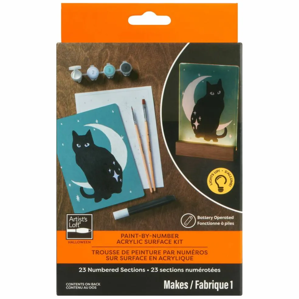 Light Up Black Cat Paint-by-Number Acrylic Surface Kit by Artist's Loft®