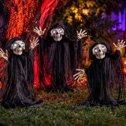 23 1/2" Light-Up Eyes Yard Stake Grinning Reapers Set Halloween