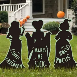 Light Up Hocus Pocus Halloween Yard Decorations, 3 Pcs Extra Large Witch Silhouette Yard Signs with Glow Rings & 12 Stakes, Waterproof Outdoor Lawn Decorations for Front Yard, Garden, Home & Halloween Party