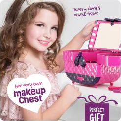 Light Up Makeup Kit for Kids - Real Girls Make Up Sets - Gifts Little Girl 3 4 5 6 7 8 Year Old Ages - Christmas Toys Birthday Gift Ideas Age 3-10 Years - Maquillaje para Niñas - Pretend Play Kits
