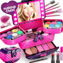 Light Up Makeup Kit for Kids - Real Girls Make Up Sets - Gifts Little Girl 3 4 5 6 7 8 Year Old Ages - Christmas Toys Birthday Gift Ideas Age 3-10 Years - Maquillaje para Niñas - Pretend Play Kits