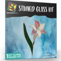 Lily Flower Pre-Cut Stained Glass Kit-Make Your own Beautiful Glass Project.