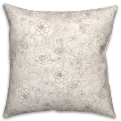 Line Floral Throw Pillow