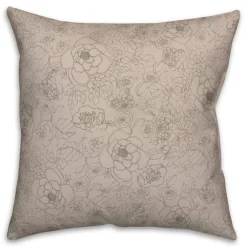 Line Floral Throw Pillow
