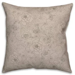 Line Floral Throw Pillow