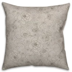 Line Floral Throw Pillow