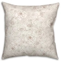 Line Floral Throw Pillow