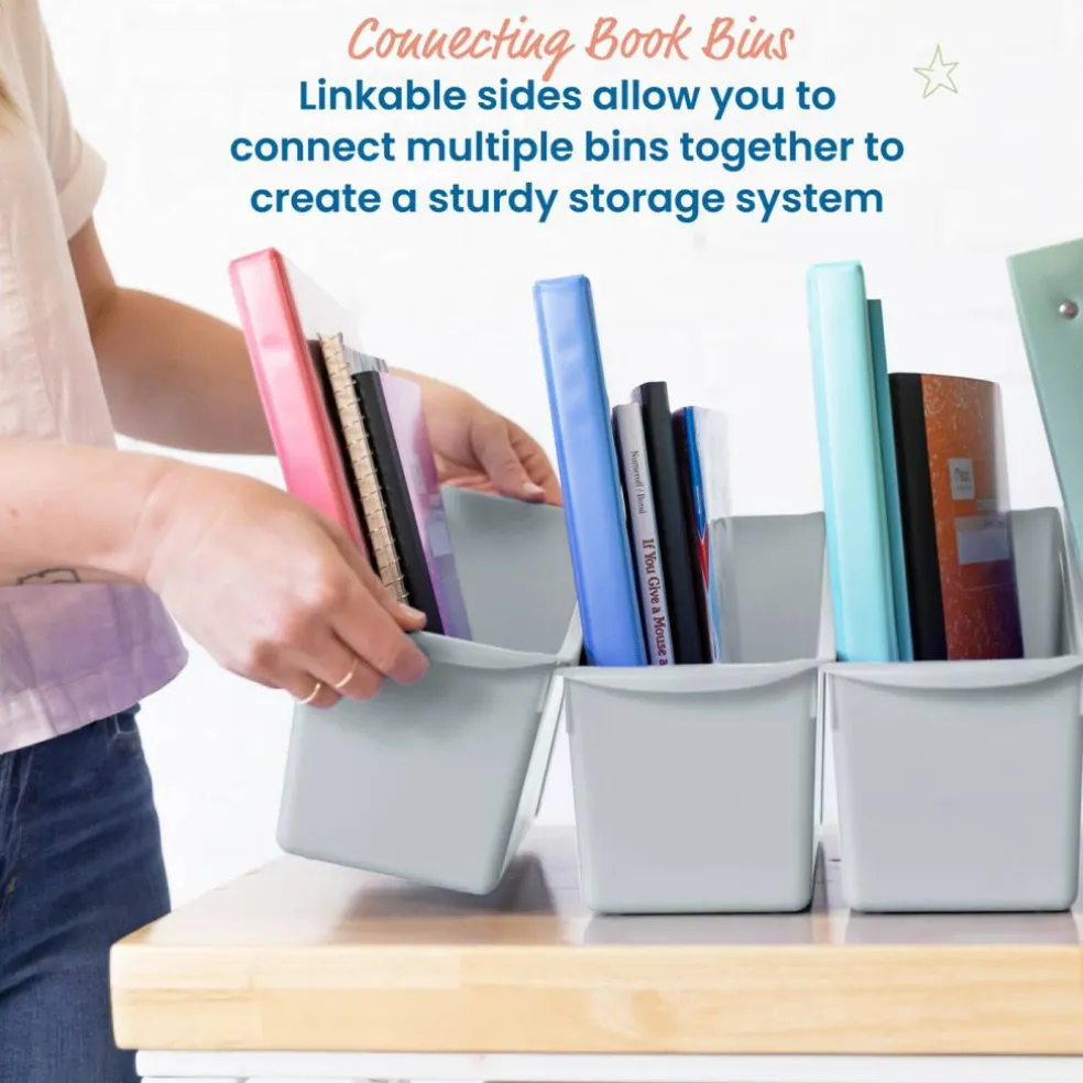 Linking Book Bins, Colorful Connecting Storage