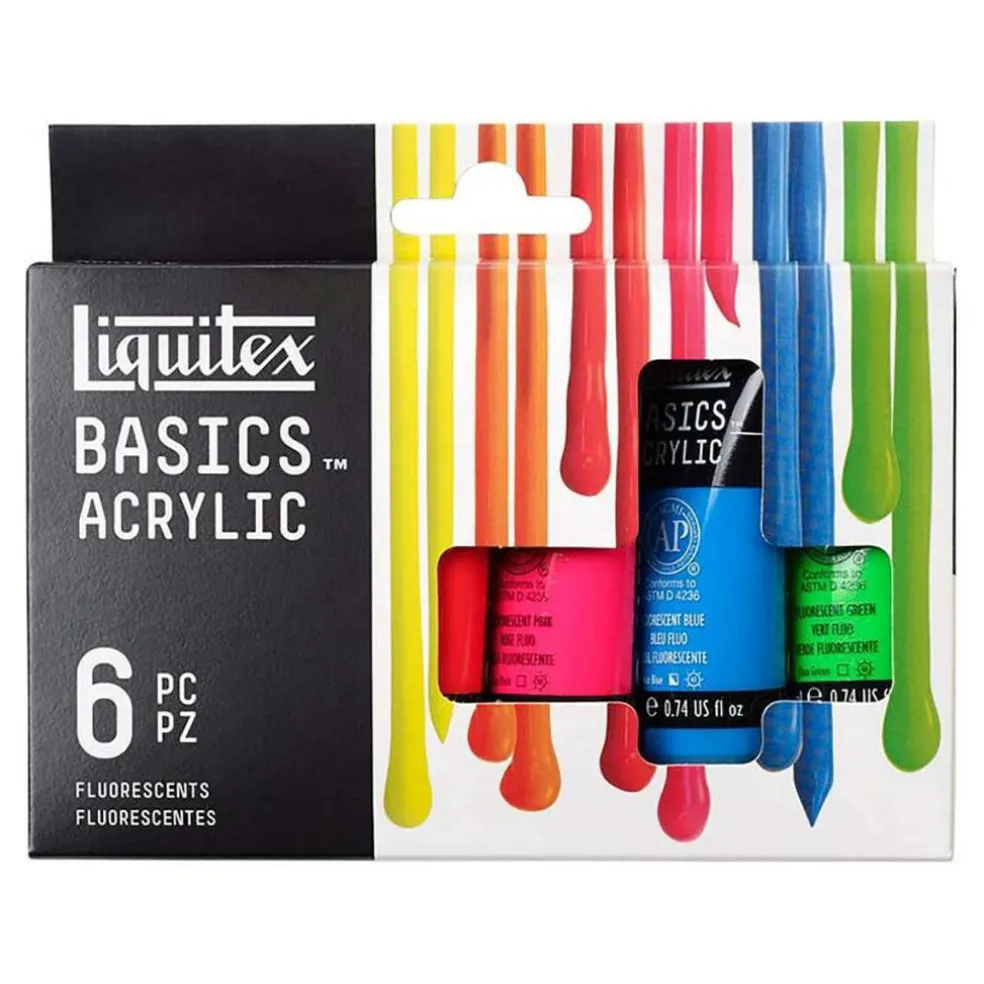 Liquitex® BASICS® Acrylic 6 Color Fluorescent Paint Set
