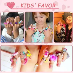 Little Girl Jewel Rings in Box, Adjustable, No Duplication, Girl Pretend Play and Dress Up Rings (24 Lovely Ring)