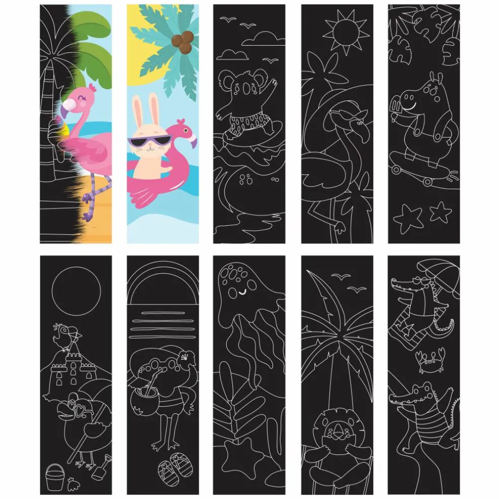 Little Yellow Bicycle® Flamingo Beach Bookmark Scratch Art Pad Kit