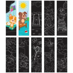 Little Yellow Bicycle® Kitty Kite Bookmark Scratch Art Pad Kit