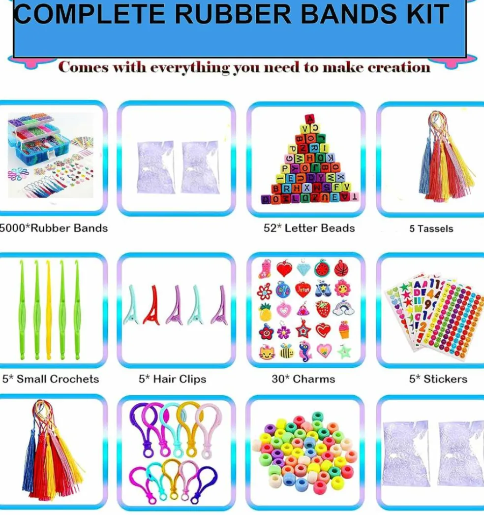 Loom Rubber Bands Bracelet Kit - 15,000+ Bands for DIY Crafting