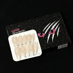 Love Scratch - Handmade Mid Length French Tip Press-on Nails - 10 Piece