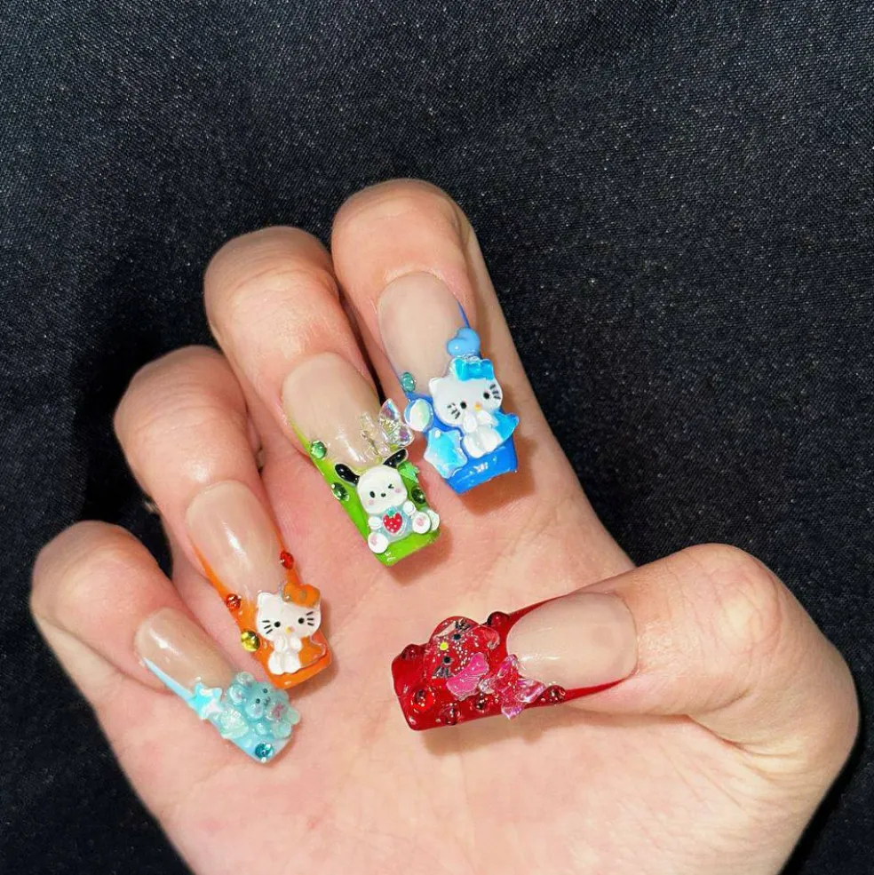 Love Scratch - Whimsical Cartoon Press-On Nails for Salon-Quality Manicure - 10 Piece