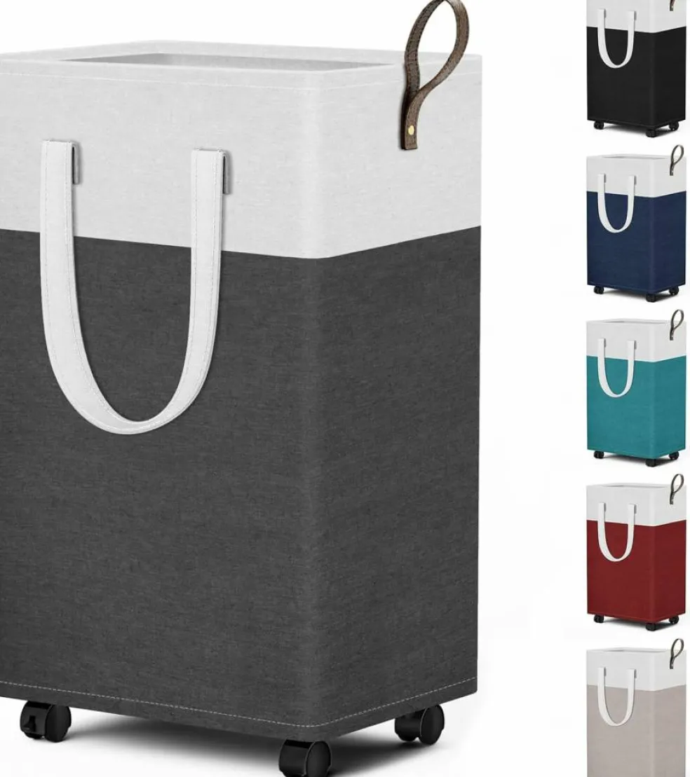 75L Rolling Laundry Hamper with Wheels, Collapsible & Waterproof Laundry Hamper, Mobile Clothes Hamper, Storage Laundry Bins with Handles for Laundry Room, Bedroom, Bathroom & Dorm