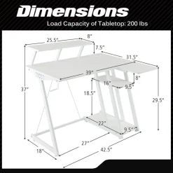 L Shaped Gaming Desk with Outlets and USB Ports