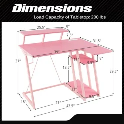L Shaped Gaming Desk with Outlets and USB Ports