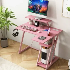 L Shaped Gaming Desk with Outlets and USB Ports