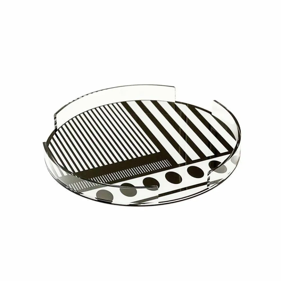 Lucite Black & White Cake Tray