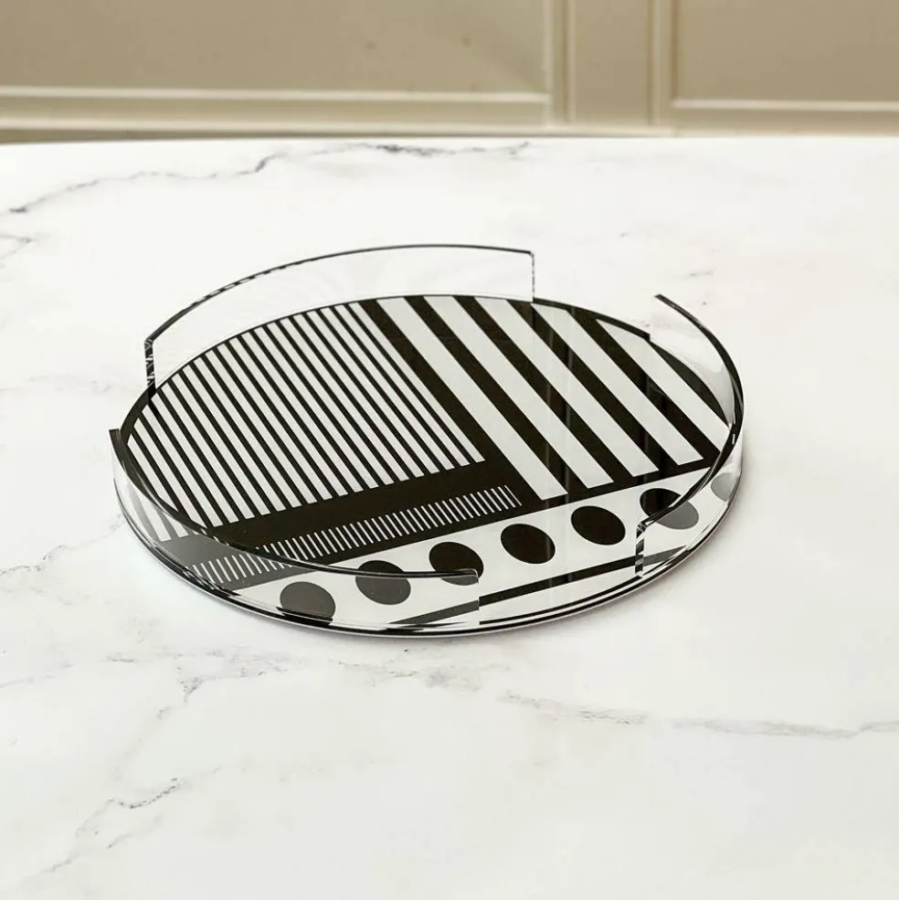 Lucite Black & White Cake Tray