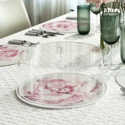 Lucite & Leatherette Flower Cake Dome