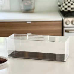 Lucite Wood Look Rectangle Cake Dome
