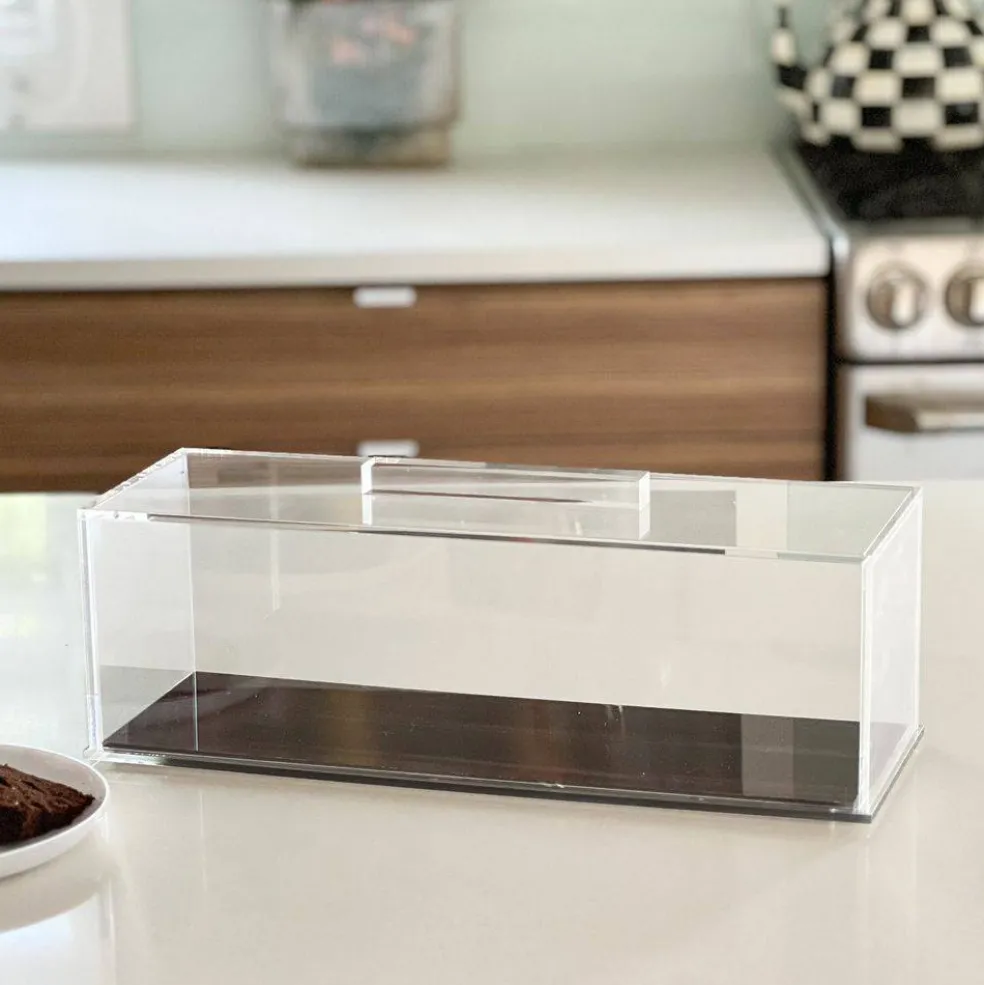 Lucite Wood Look Rectangle Cake Dome