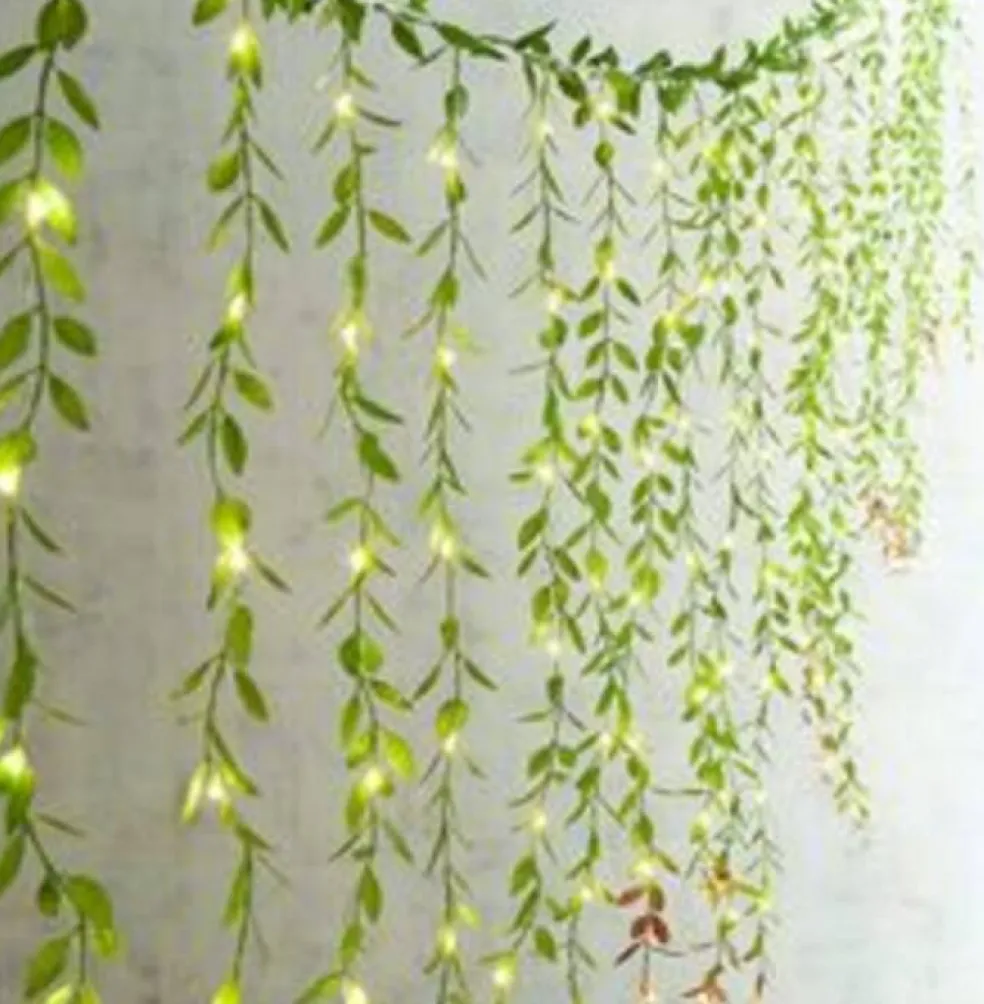 Lush Green Vine Fairy Light Curtain 96 Warm LEDs Battery Powered