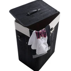 72L Wicker Laundry Hamper with Removable Cotton Bag and Lid and Large Clothes Storage Basket