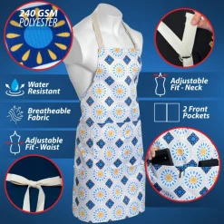 Mabie Swan - Adjustable Apron, Water Resistant, with Pocket, Neck Strap, Long Tie, Ultra Thin and Light Weight (2 Pack)