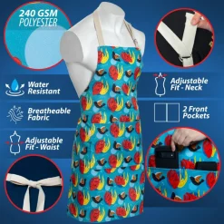 Mabie Swan - Adjustable Apron, Water Resistant, with Pocket, Neck Strap, Long Tie, Ultra Thin and Light Weight (2 Pack)