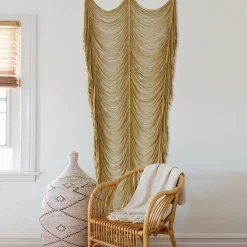 Macrame Curtain Boho Curtain Room Divider Doorway Wall Decor Fiber Yarn Art (41" W x 75" L)
