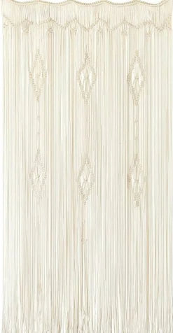 Macrame Curtain Long Cotton Window Panel Boho Curtains for Bedroom Wedding Backdrop Room Divider Doorway Closet Apartment 35''W x 70''L