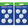 Magnetic Hooks, 1.25" Diameter, White, 5 Per Pack, 2 Packs