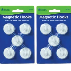 Magnetic Hooks, 1.25" Diameter, White, 5 Per Pack, 2 Packs