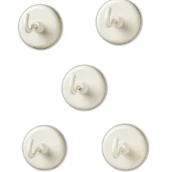 Magnetic Hooks, White, Pack of 5
