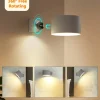 Magnetic LED Wall Sconce, 360° Rotating Rechargeable Reading Light with Remote & Touch Control