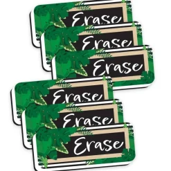 Magnetic Whiteboard Eraser, Boho Style Leaves with Border, 2" x 5", Pack of 6