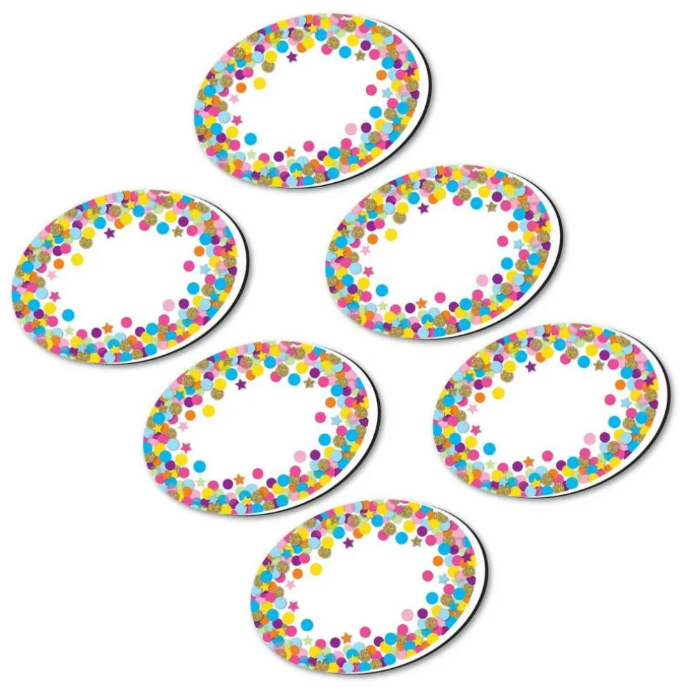 Magnetic Whiteboard Eraser, Oval Confetti, Pack of 6