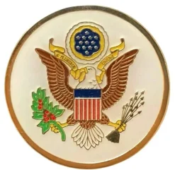 Maine Executive Desk Set; Two 4x6 Inch Flags, White Base with US Seal