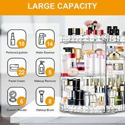 Makeup Organizer 360 Degree Rotating 7 Adjustable Layers Large Capacity Cosmetic Organizer Transparent Make Up Organizers and Storage