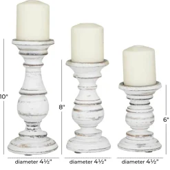 Mango Wood Traditional Candle Holder Set