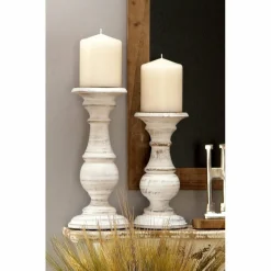 Mango Wood Traditional Candle Holder Set